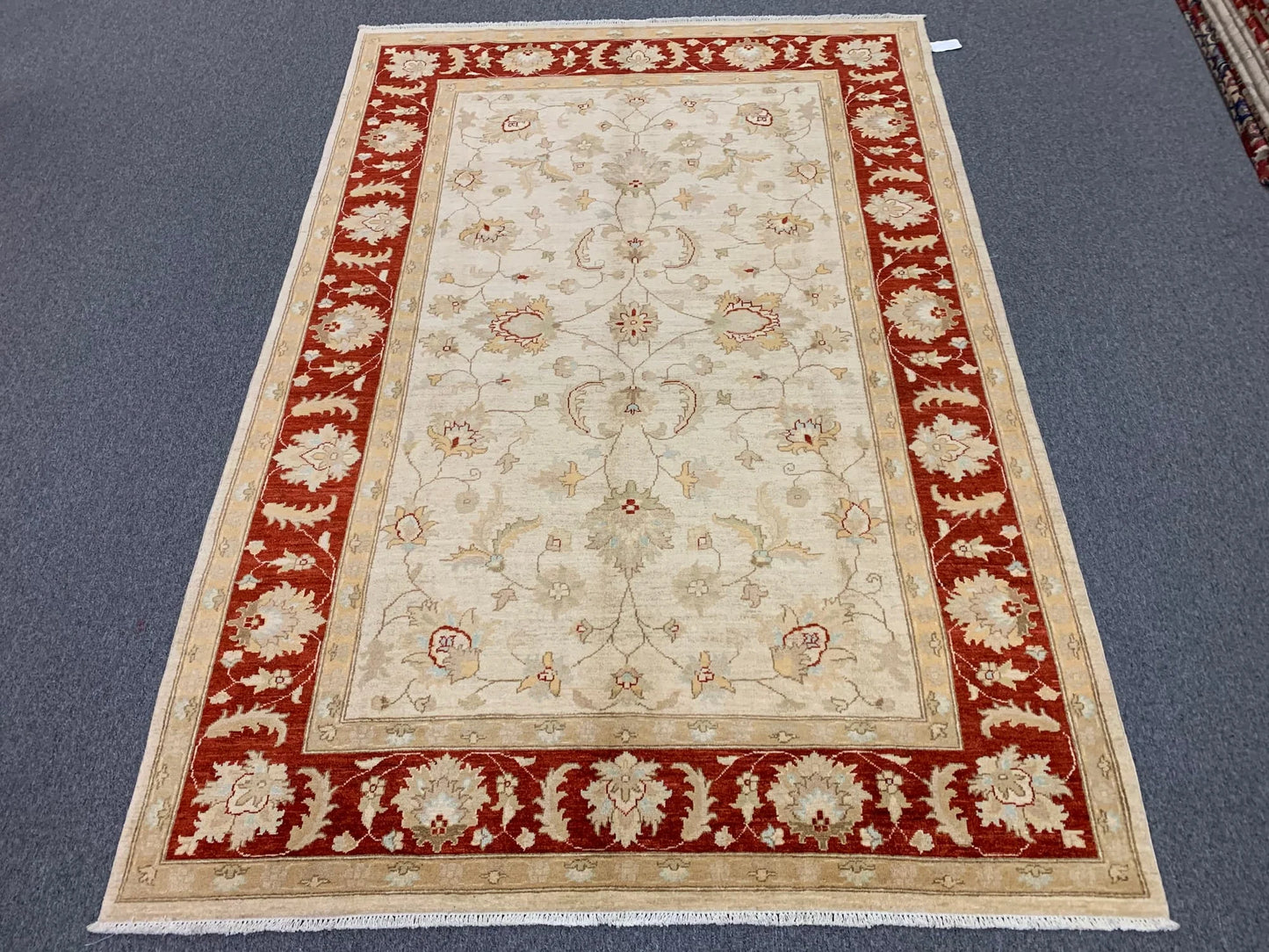 Beige/Rest Chobi 6X9 Handmade Wool Rug # 7941