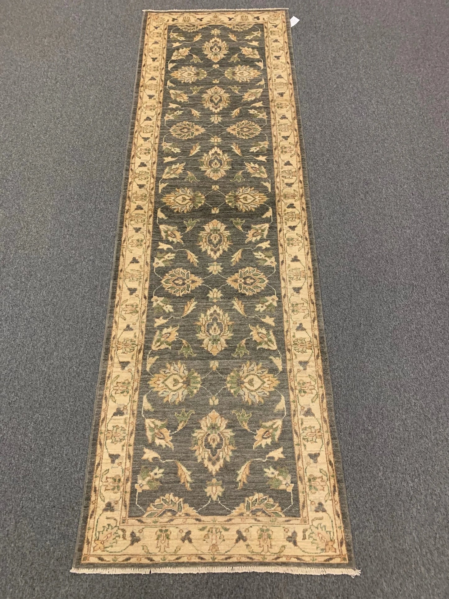 Chobi Gray 2' 10"X10' Handmade Wool Runner Rug # 11143