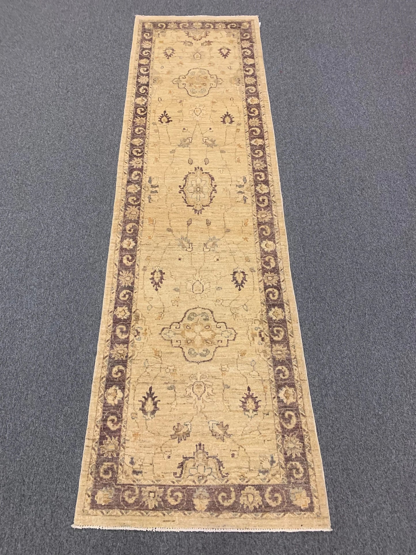 Chobi Gold 2' 8"X10' Handmade Wool Runner Rug # 10577