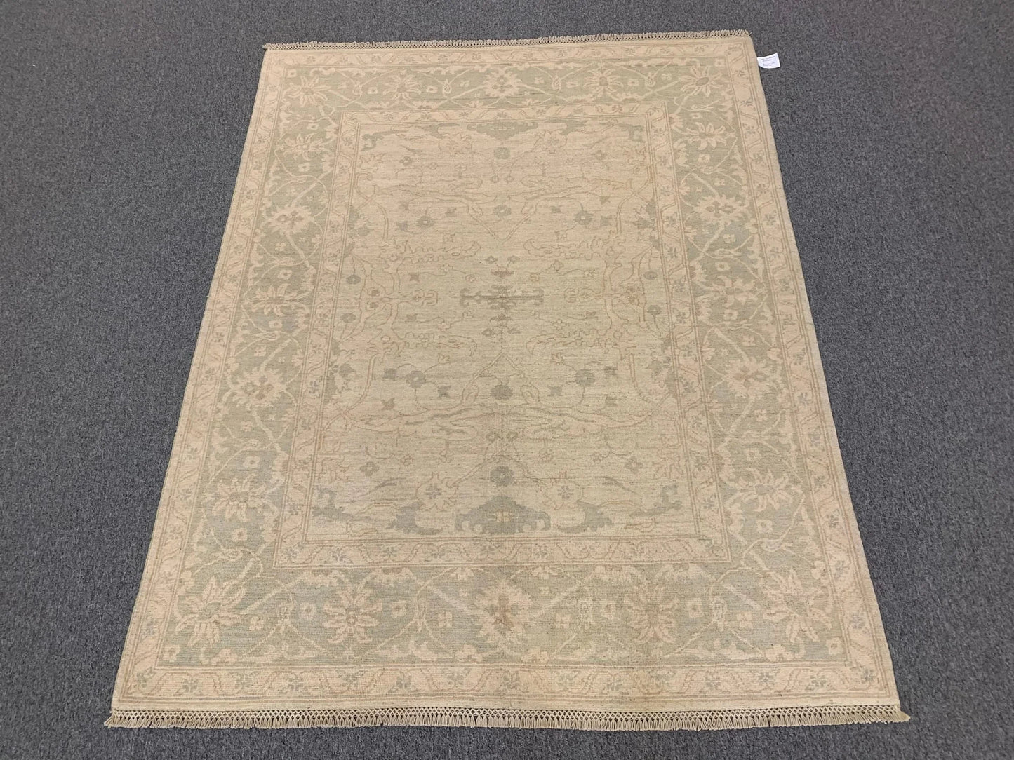 Oushak Ivory/Gray 5X7 Handmade Wool Rug # 11560