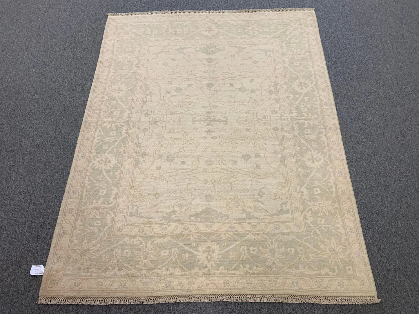 Oushak Ivory/Gray 5X7 Handmade Wool Rug # 11560