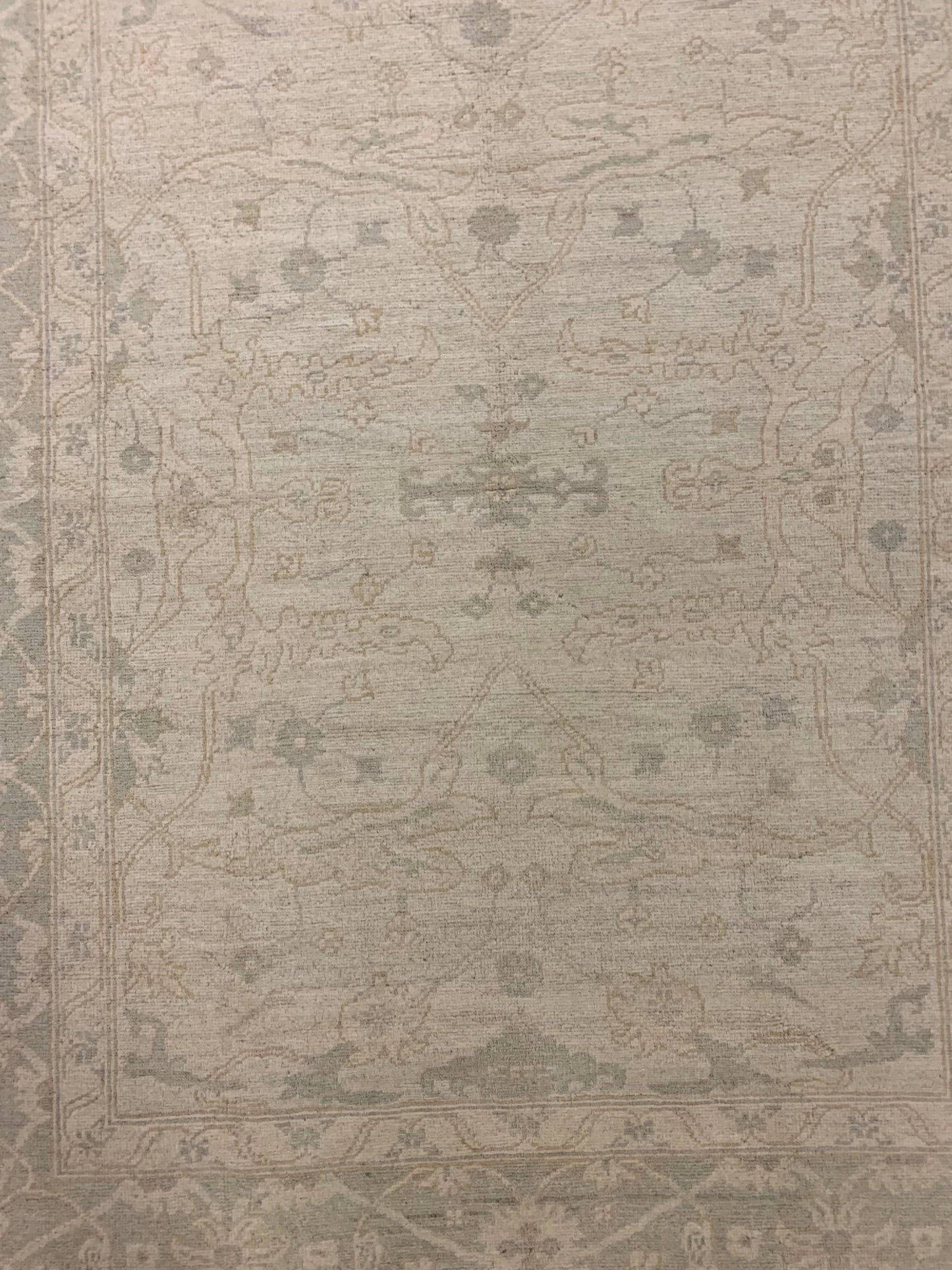 Oushak Ivory/Gray 5X7 Handmade Wool Rug # 11560