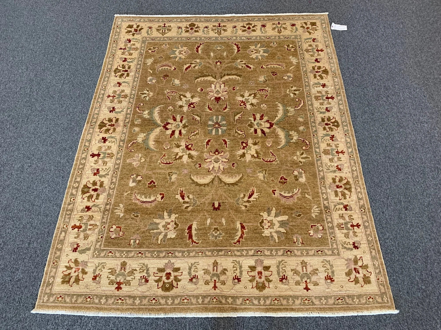 Chobi Antique green 5X7 Handmade Wool Rug # 7995