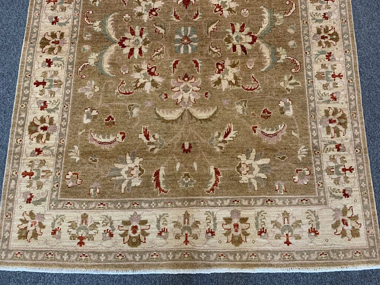 Chobi Antique green 5X7 Handmade Wool Rug # 7995