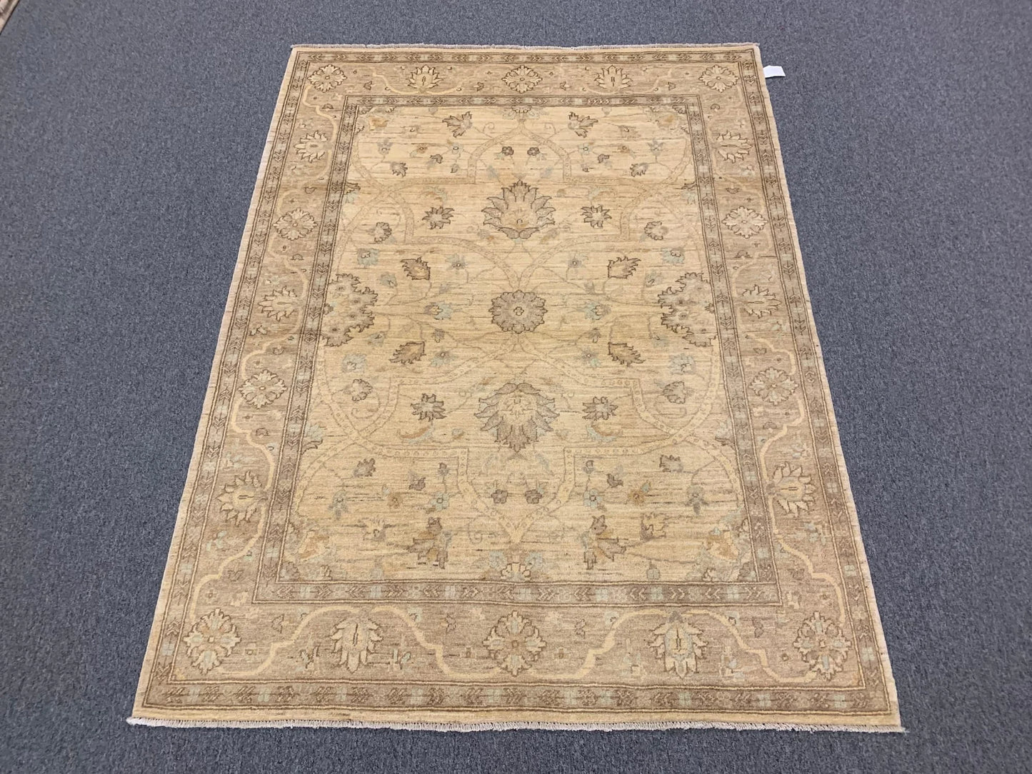 Chobi Ivory/Brown 5X7 Handmade Wool Rug # 10854