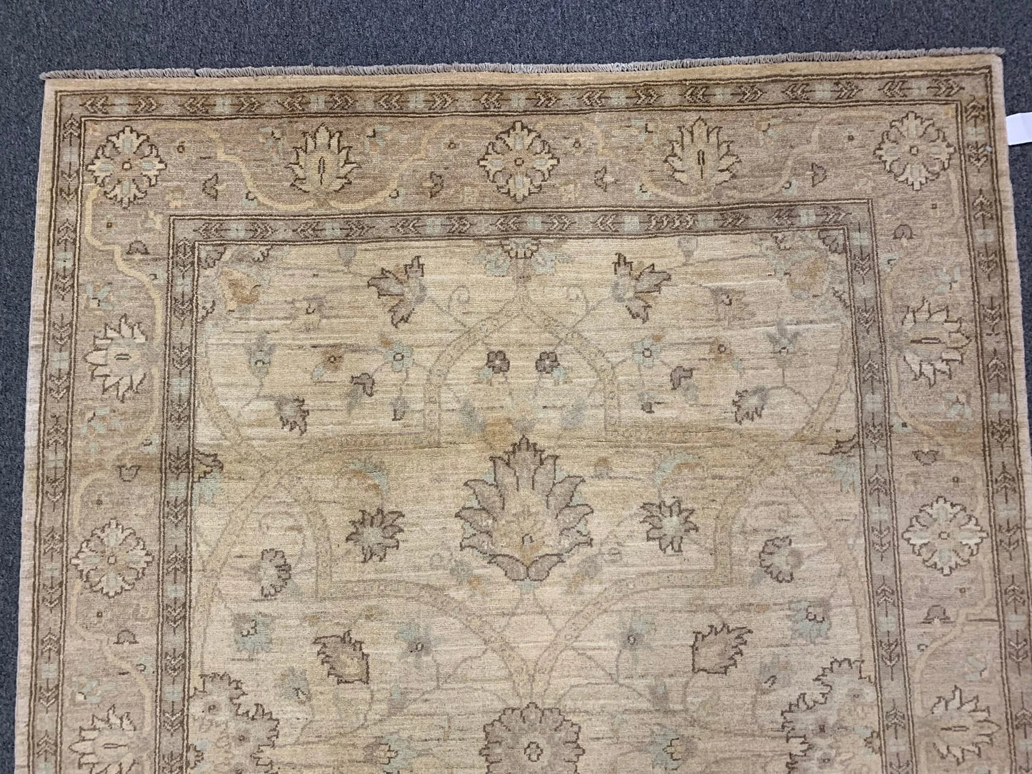 Chobi Ivory/Brown 5X7 Handmade Wool Rug # 10854