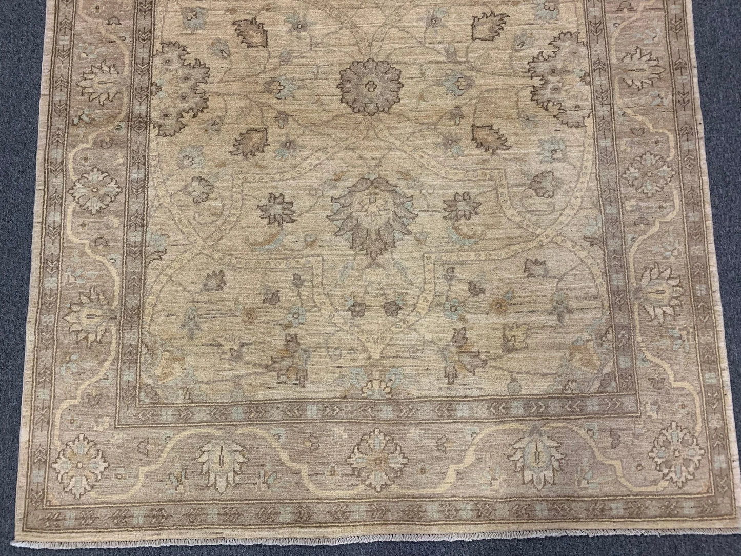 Chobi Ivory/Brown 5X7 Handmade Wool Rug # 10854