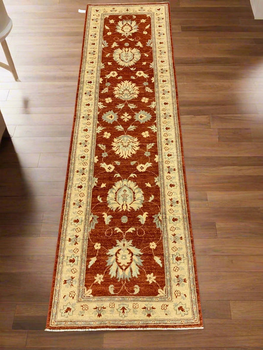 Chobi Rust 2' 9" X 10'Handmade Wool Runner # 10505