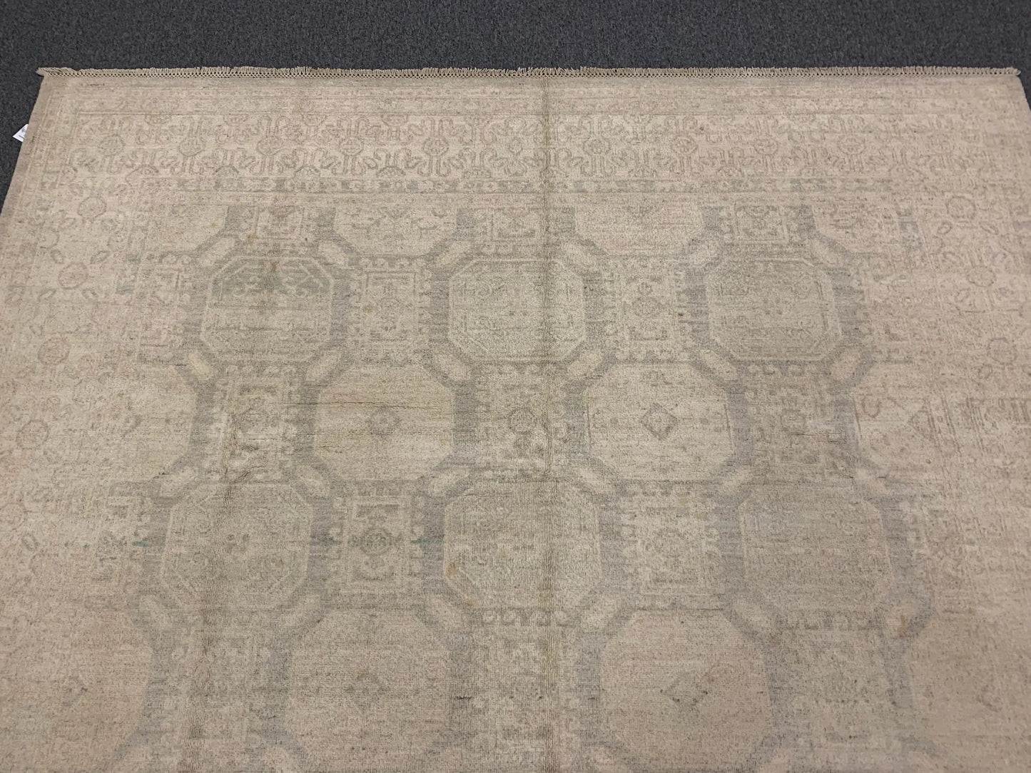 Chobi 8X10 Soft Gray/Ivory Handmade Wool Rug # 11390