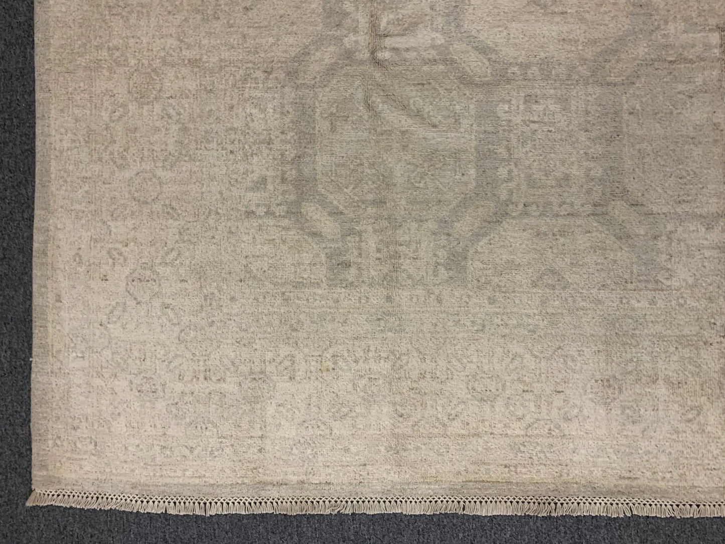 Chobi 8X10 Soft Gray/Ivory Handmade Wool Rug # 11390
