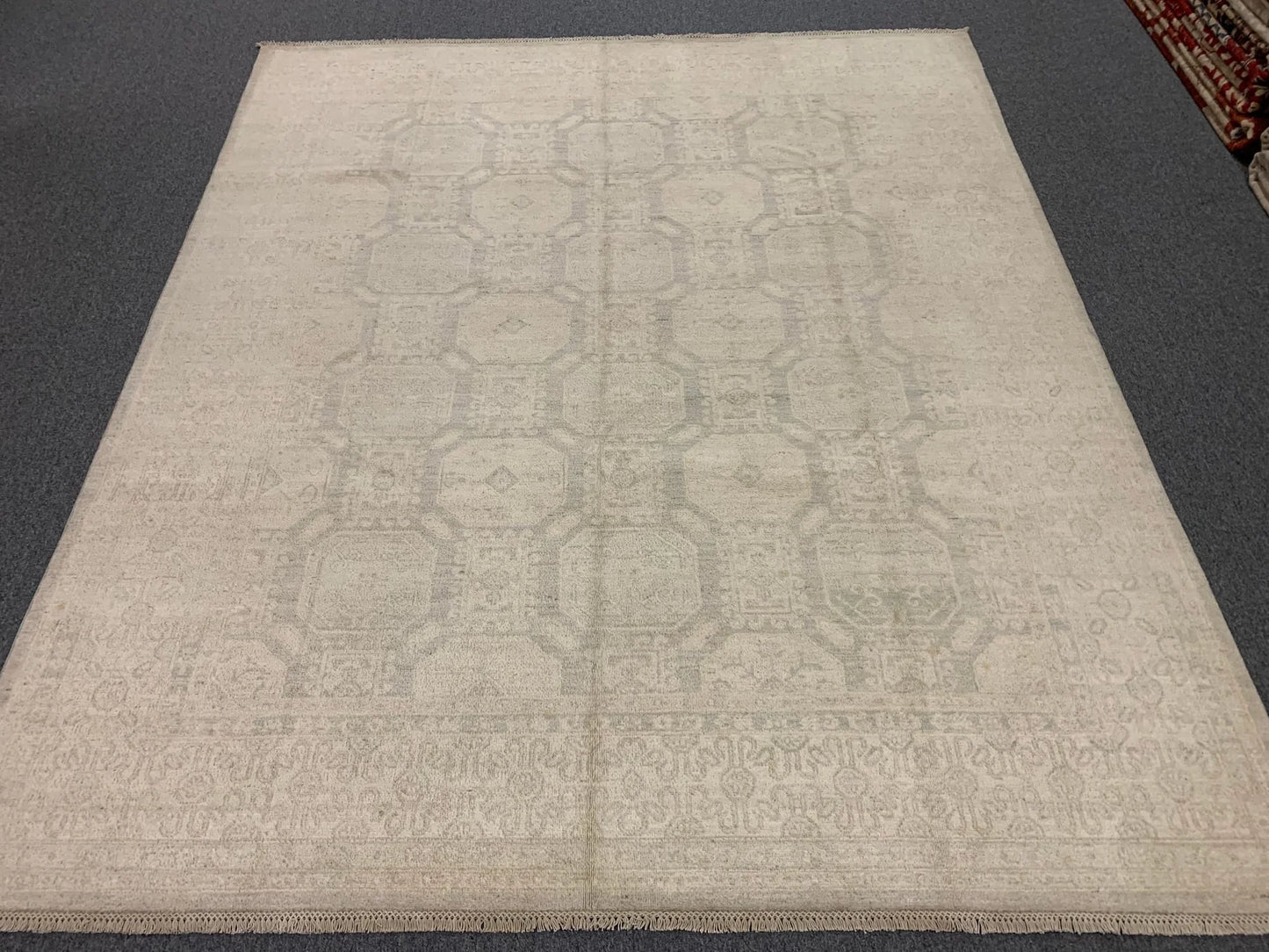 Chobi 8X10 Soft Gray/Ivory Handmade Wool Rug # 11390