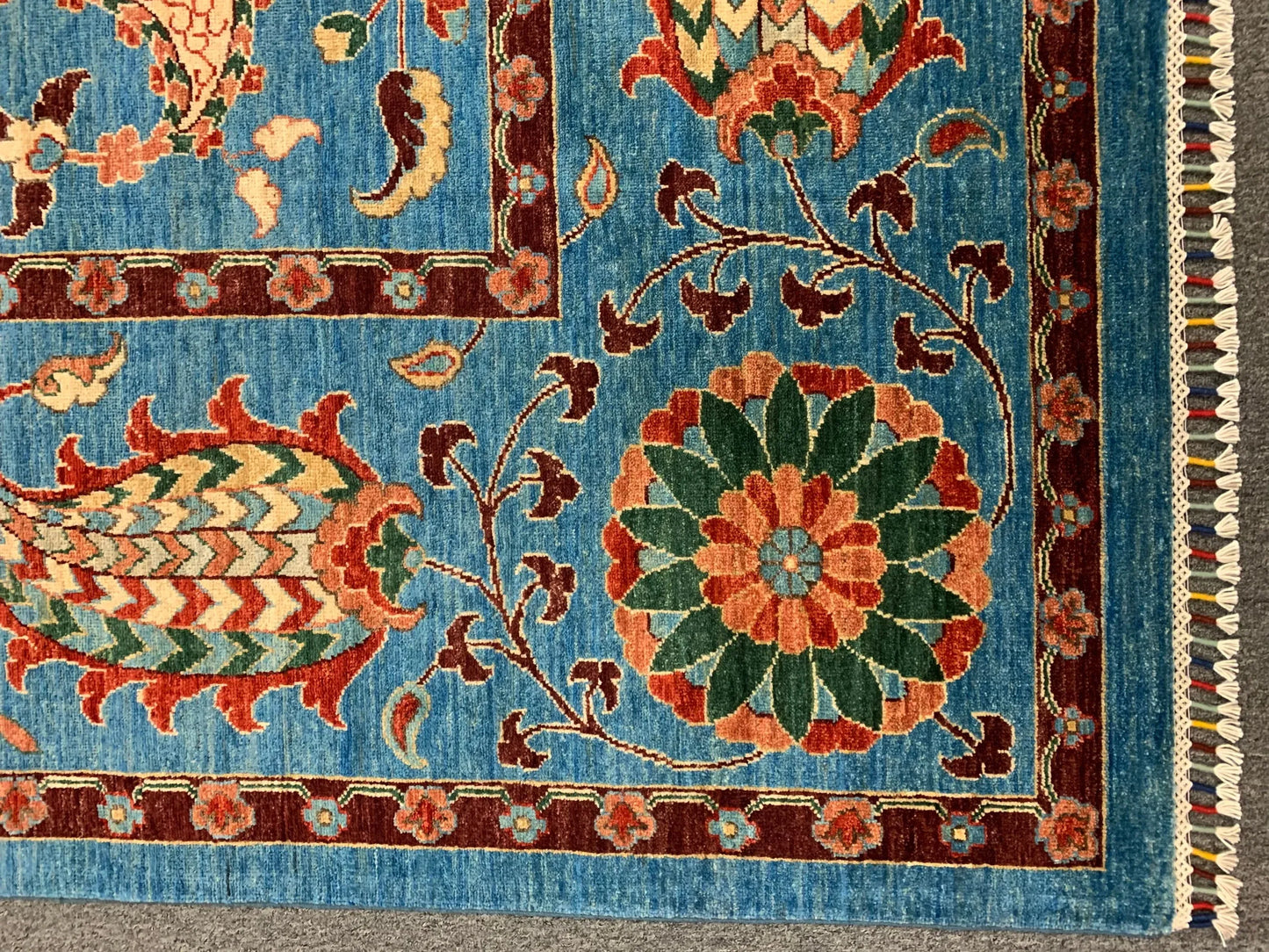 Mint Blue 9X12 Suzani Handmade Wool Rug # 11250