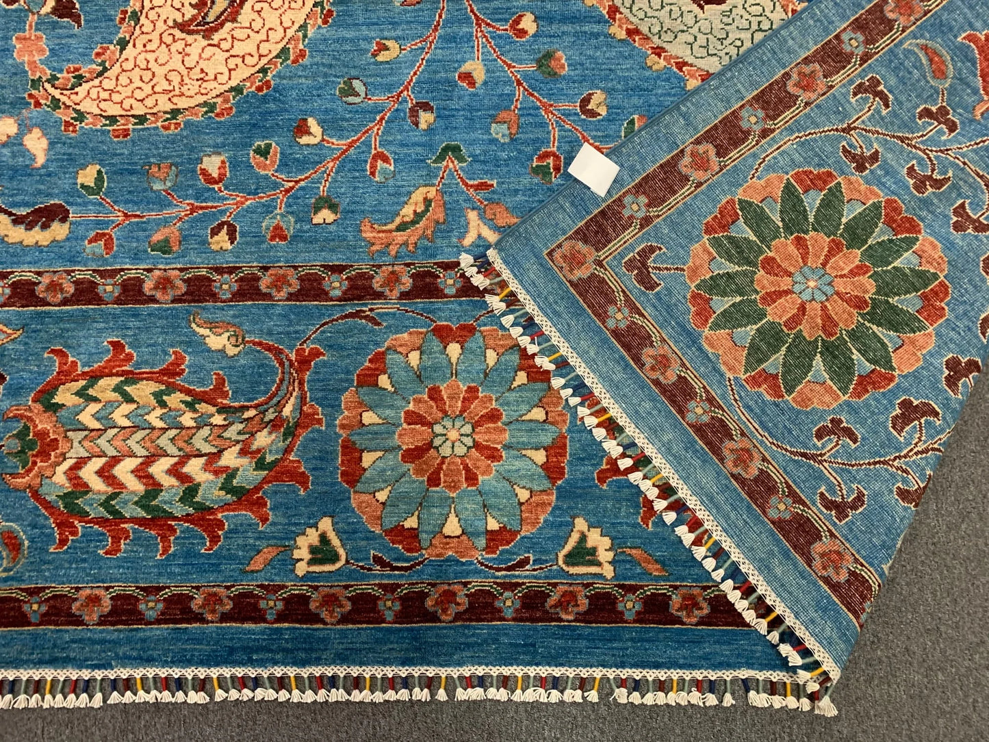 Mint Blue 9X12 Suzani Handmade Wool Rug # 11250