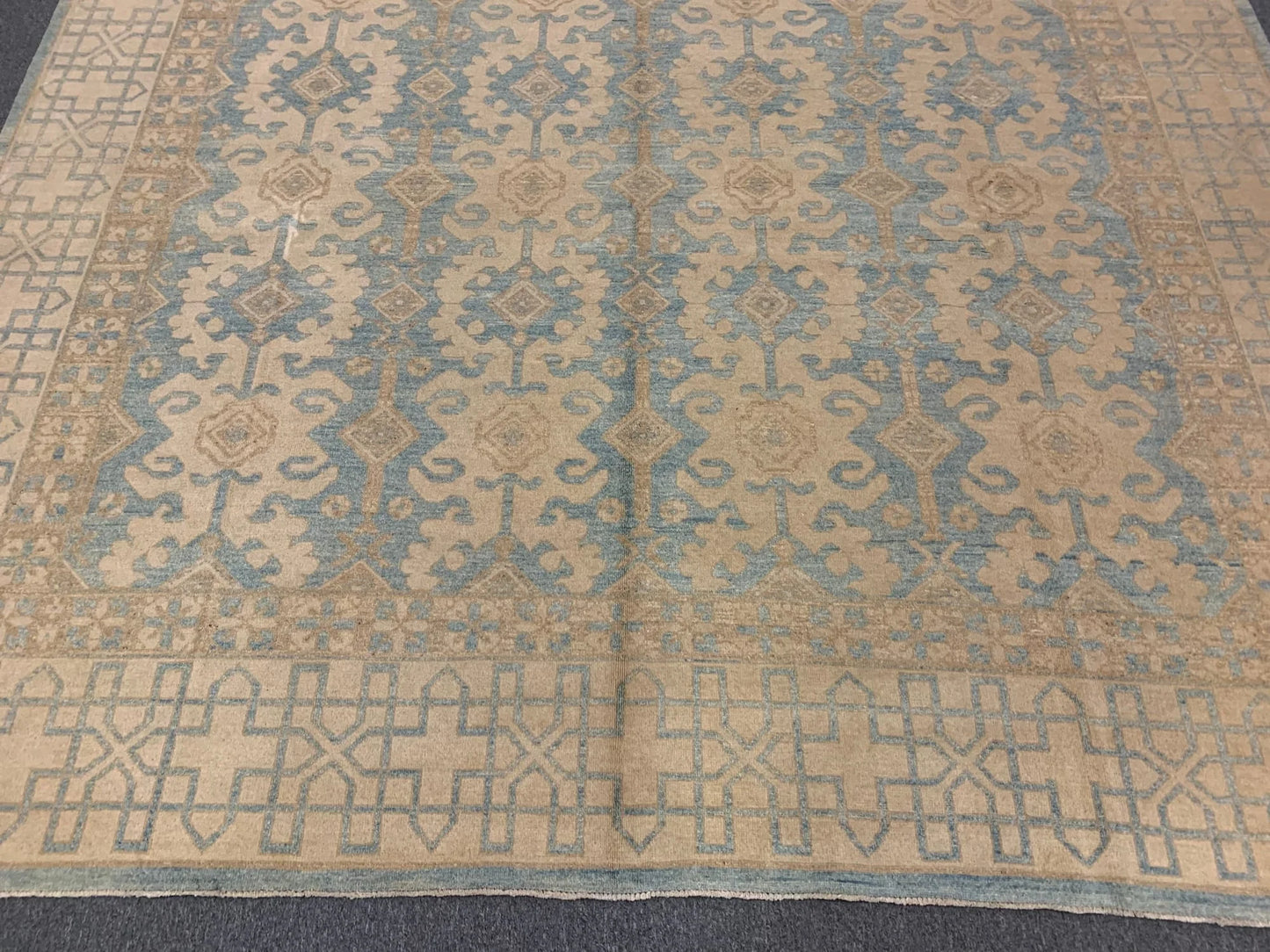 Light Blue Oushak 10X14 Handmade Wool Rug # 10883