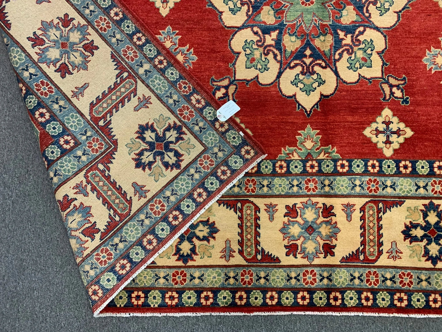 Red/Blue Kazak 10X14 Handmade Wool Rug # 10370