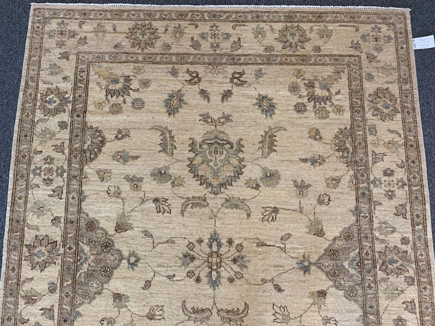 Chobi Ivory/Brown 5X7 Handmade Wool Rug # 10252