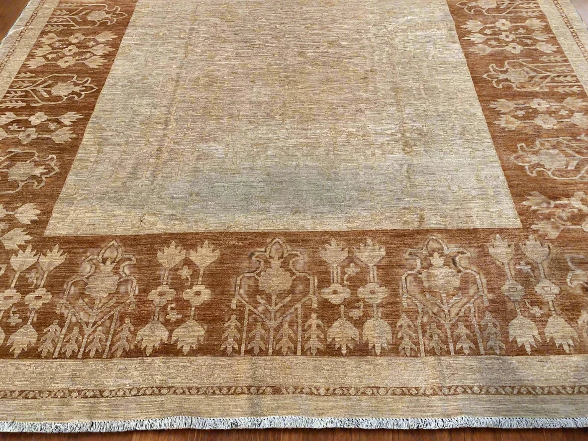 13X14 Oushak Aali Baft Handmade Wool Rug # 009869