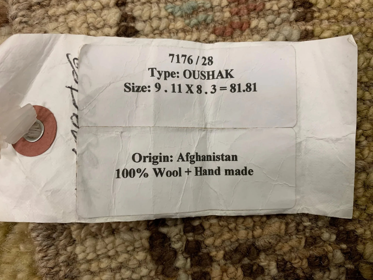 Oushak 8X10 Beige/Green Handmade Wool Rug # 7176