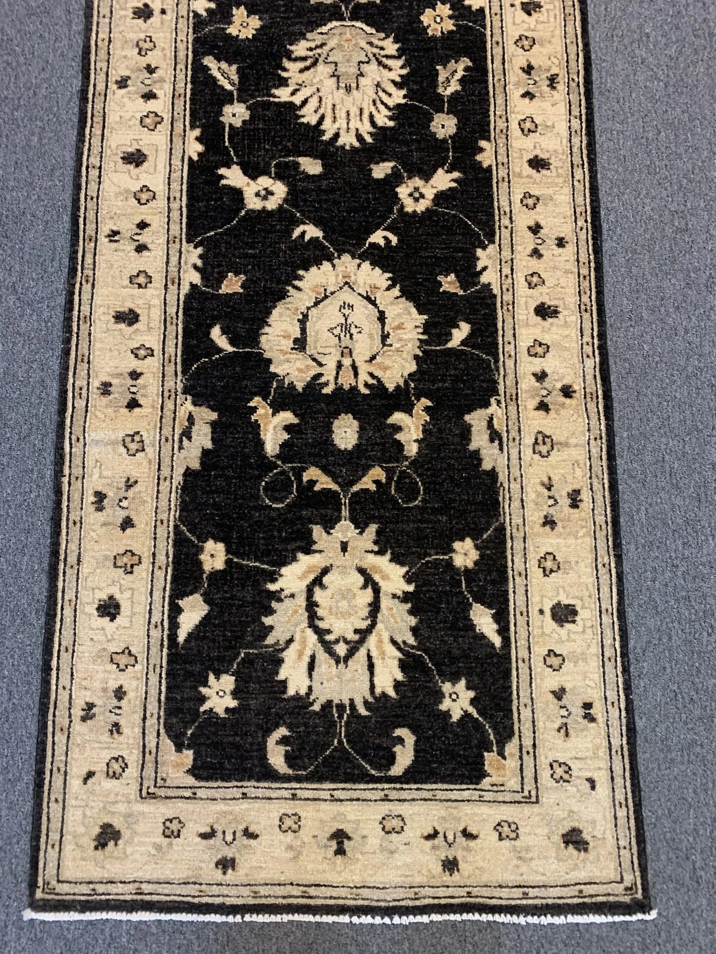 Chobi Black 2' 7"X10' Handmade Wool Runner # 10289
