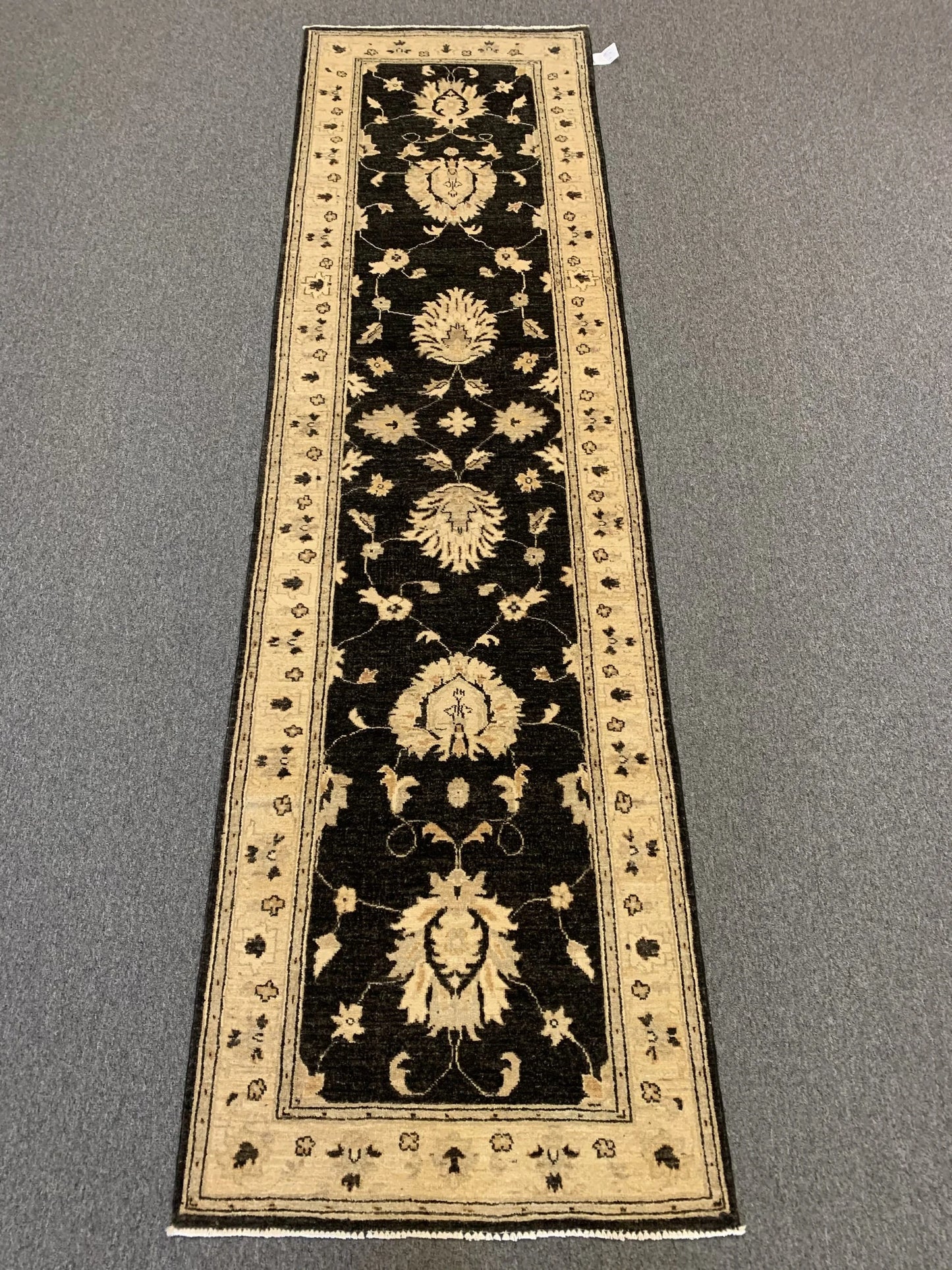 Chobi Black 2' 7"X10' Handmade Wool Runner # 10289