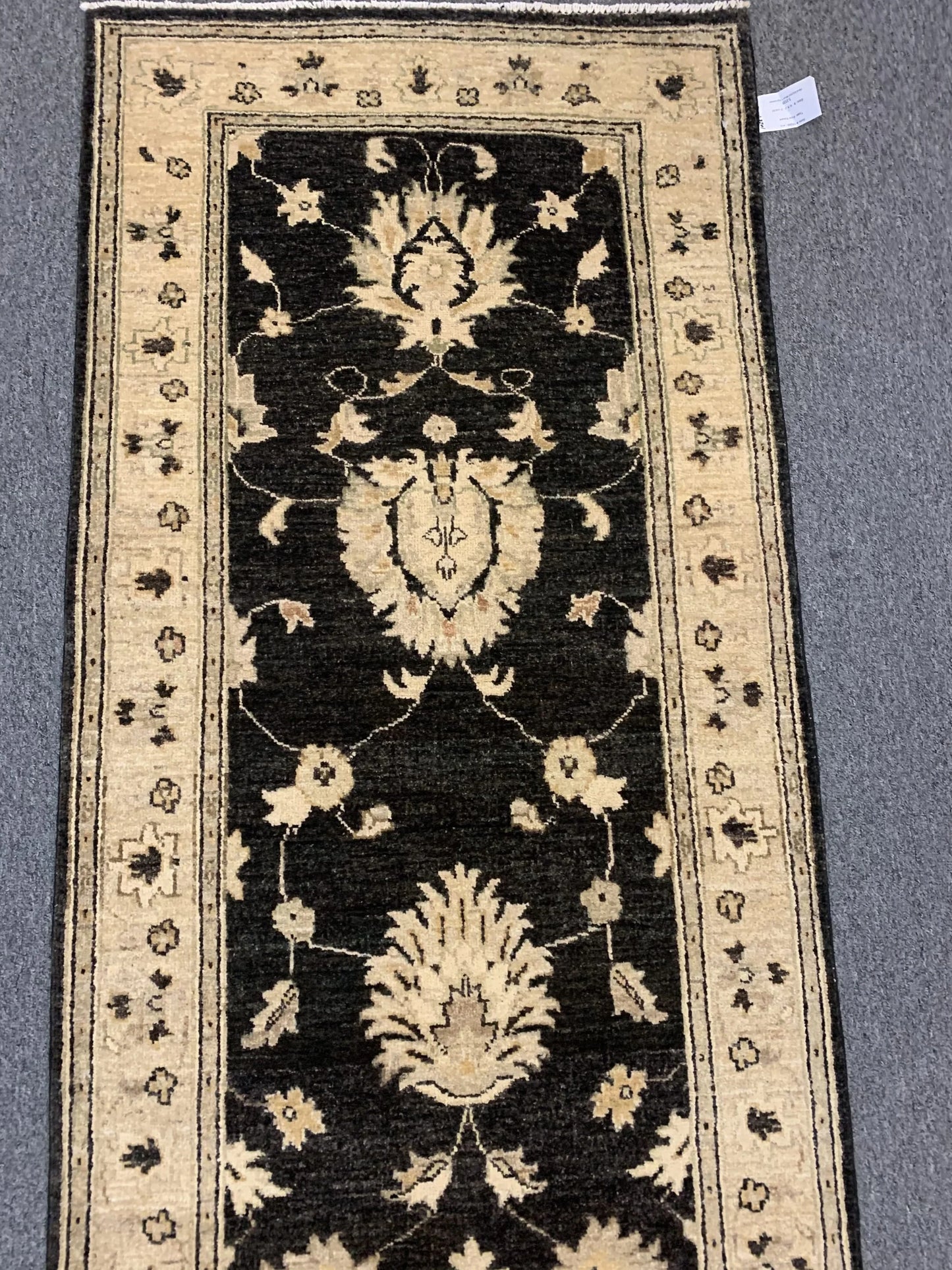 Chobi Black 2' 7"X10' Handmade Wool Runner # 10289
