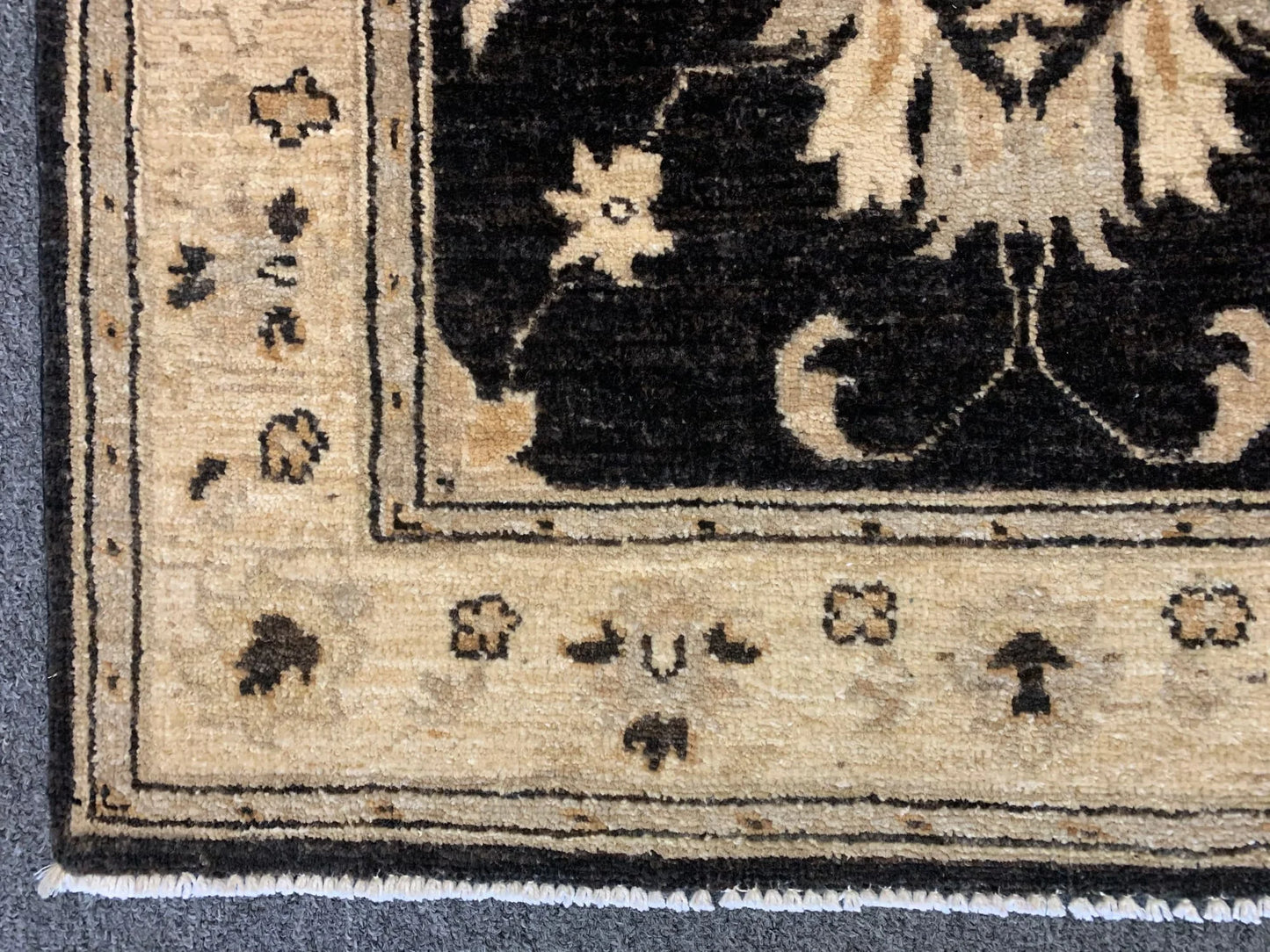 Chobi Black 2' 7"X10' Handmade Wool Runner # 10289