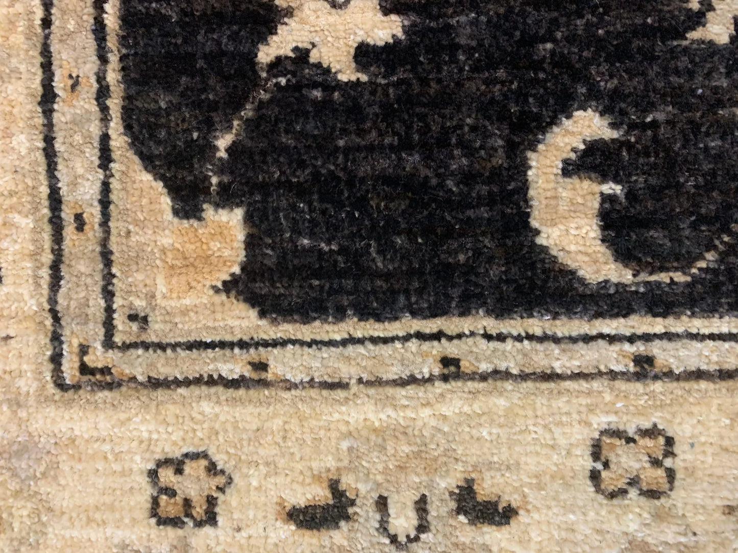 Chobi Black 2' 7"X10' Handmade Wool Runner # 10289
