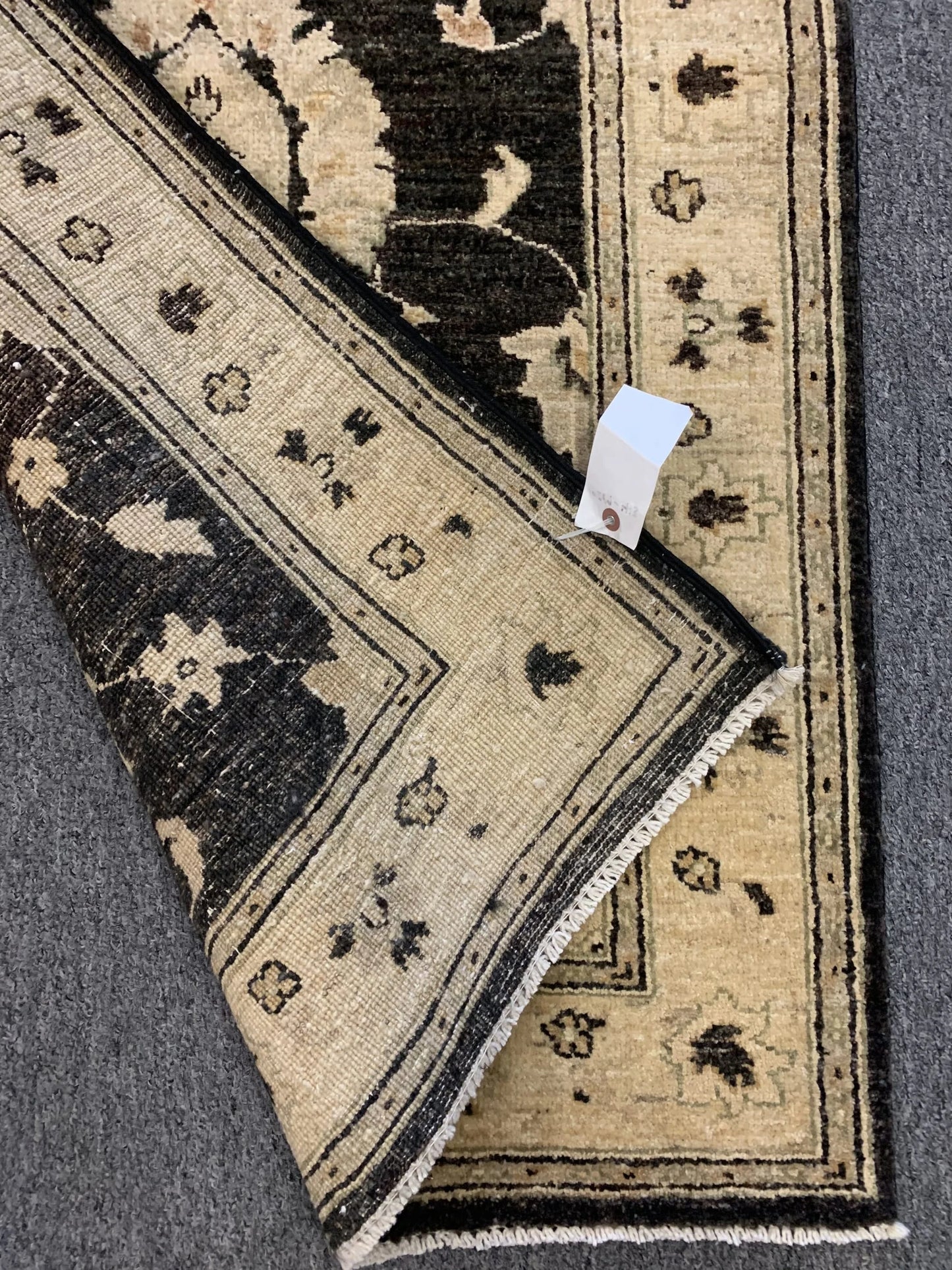 Chobi Black 2' 7"X10' Handmade Wool Runner # 10289