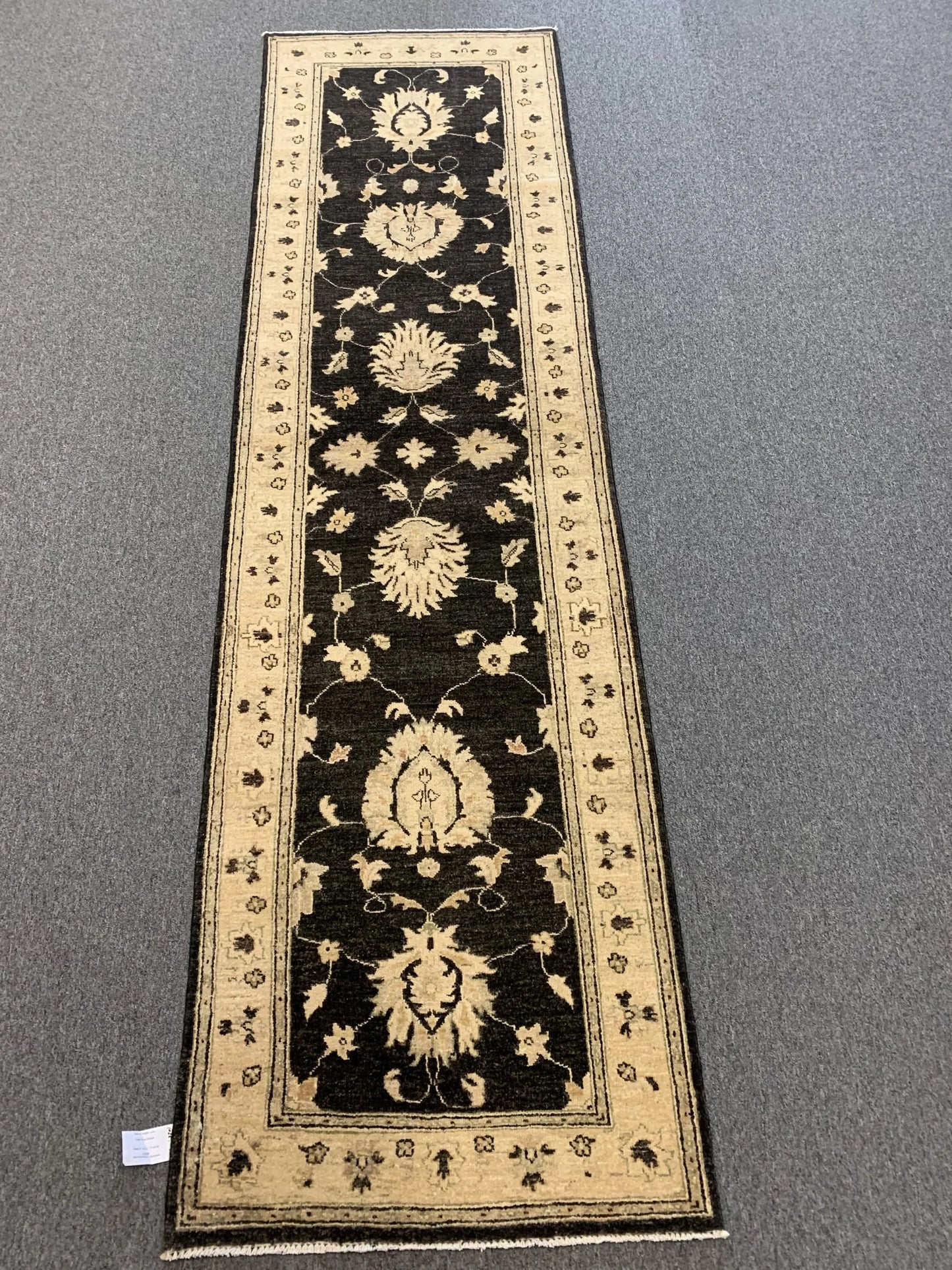 Chobi Black 2' 7"X10' Handmade Wool Runner # 10289