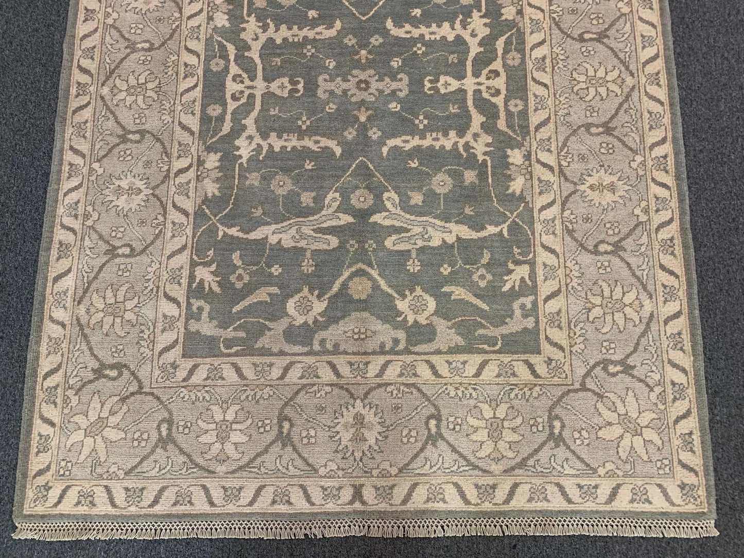 Oushak Ivory/Gray 5X7 Handmade Wool Rug # 11562