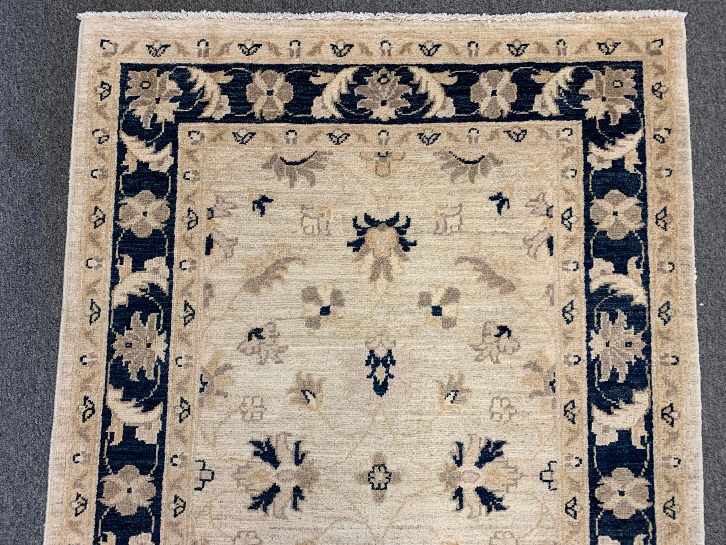 3X5 Oushak Ziegler Navy Blue Border Handmade Wool Rug # 6308