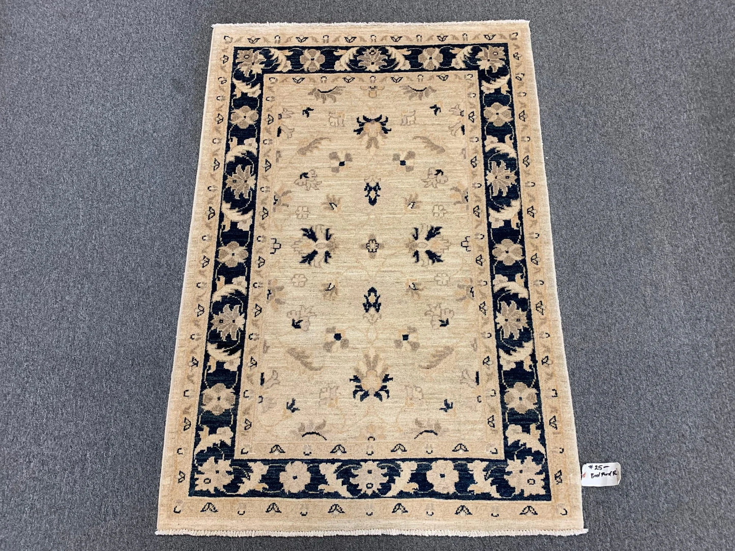3X5 Oushak Ziegler Navy Blue Border Handmade Wool Rug # 6308