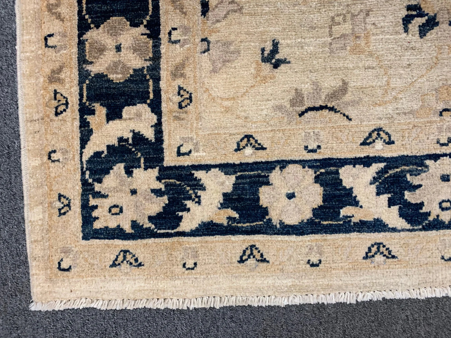 3X5 Oushak Ziegler Navy Blue Border Handmade Wool Rug # 6308