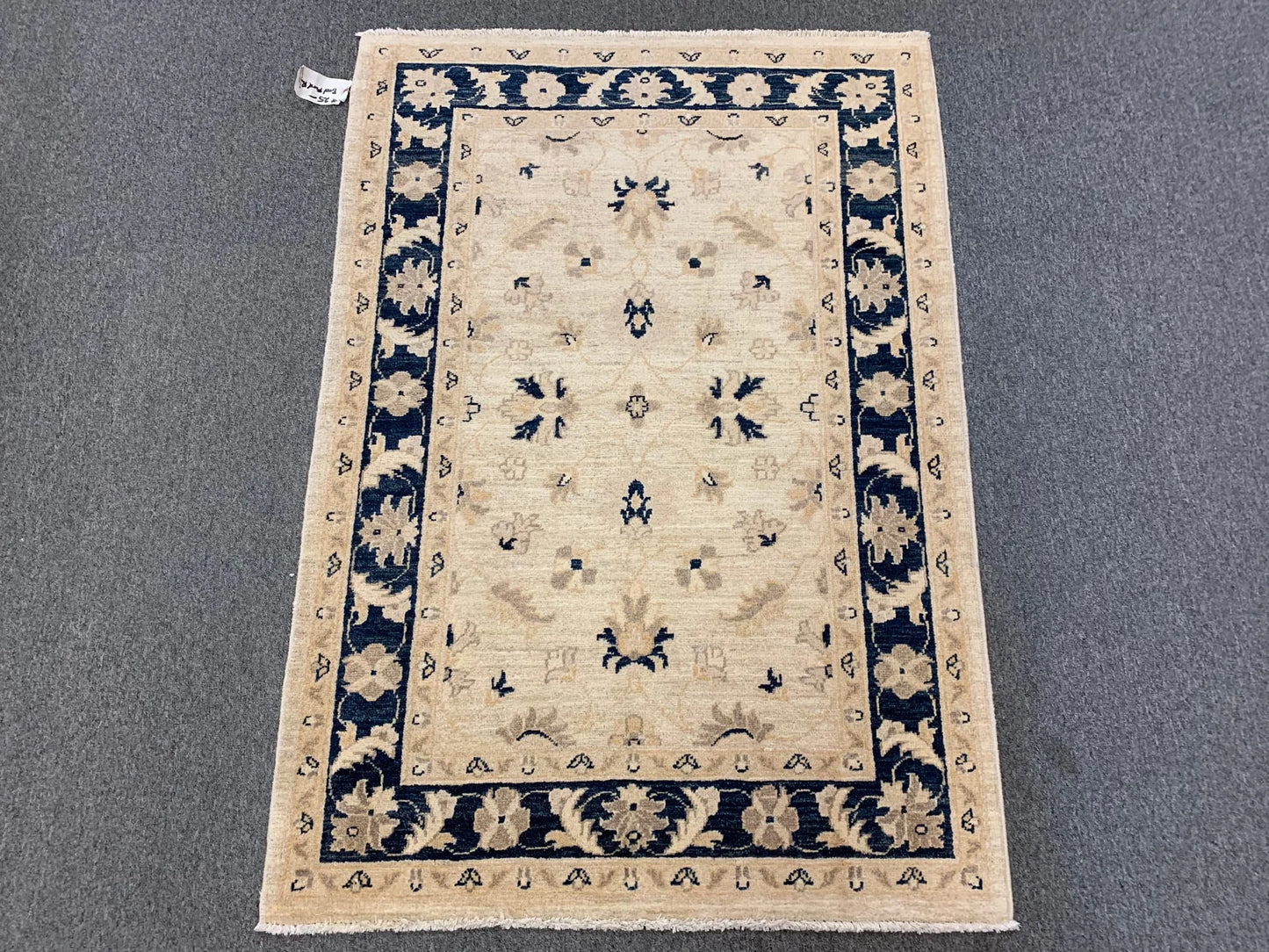 3X5 Oushak Ziegler Navy Blue Border Handmade Wool Rug # 6308