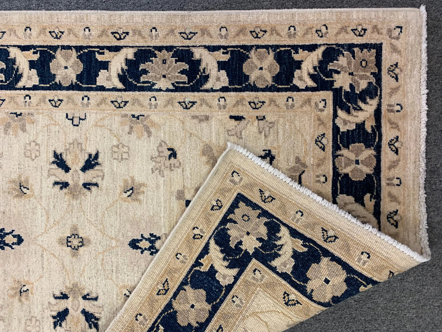 3X5 Oushak Ziegler Navy Blue Border Handmade Wool Rug # 6308