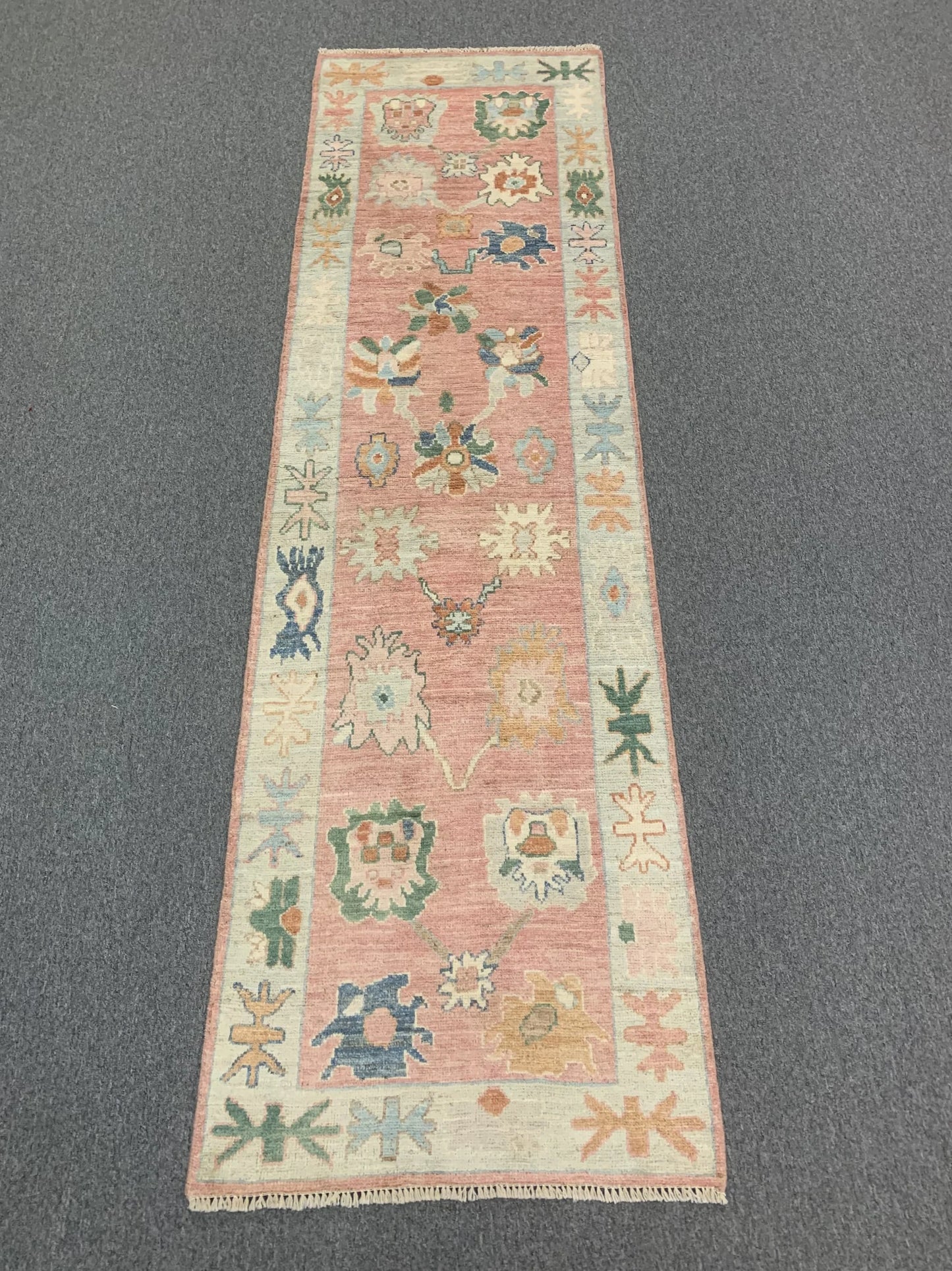 Pink Oushak 2' 7"X9' Handmade Wool Runner # 12241