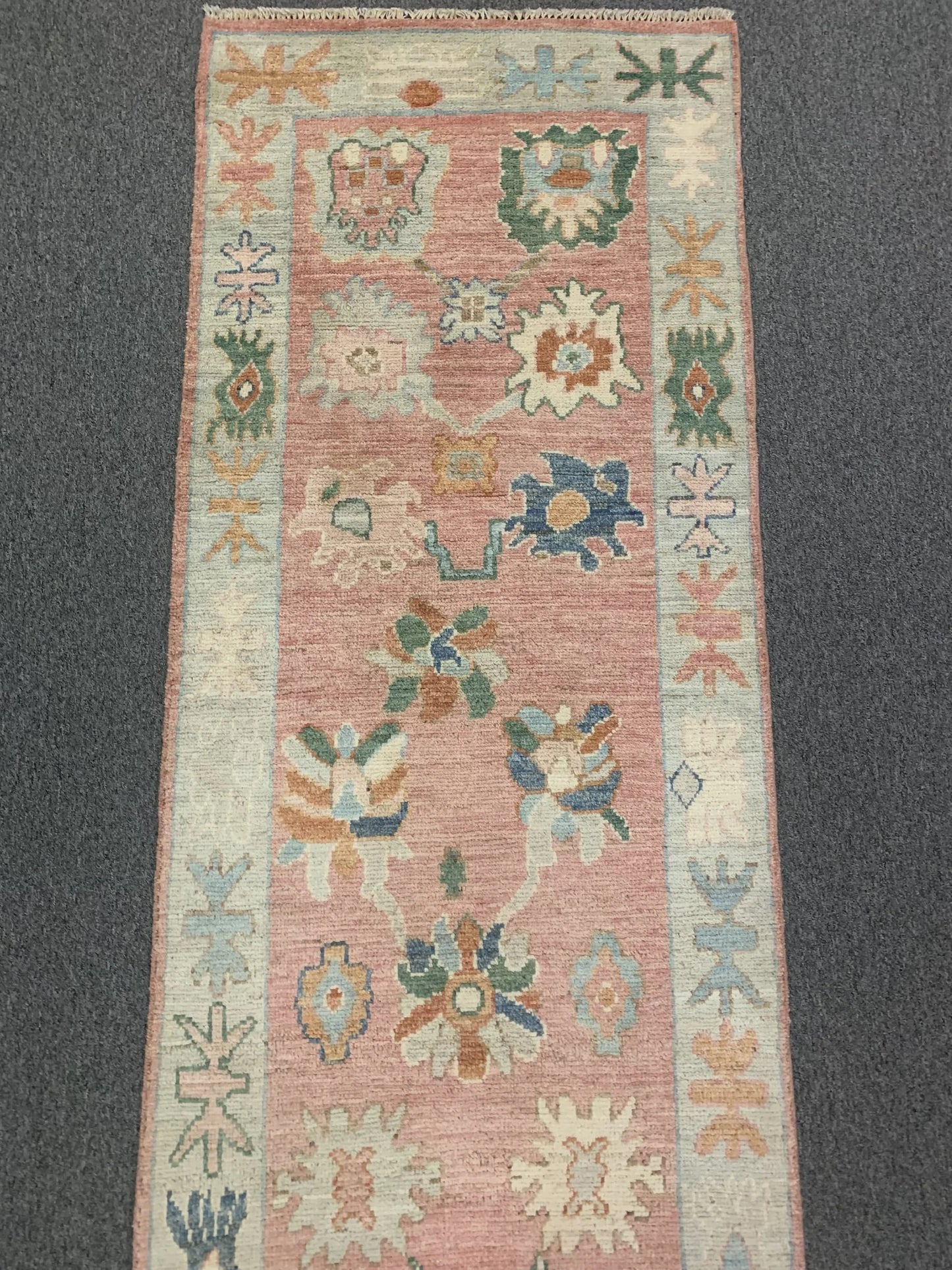 Pink Oushak 2' 7"X9' Handmade Wool Runner # 12241