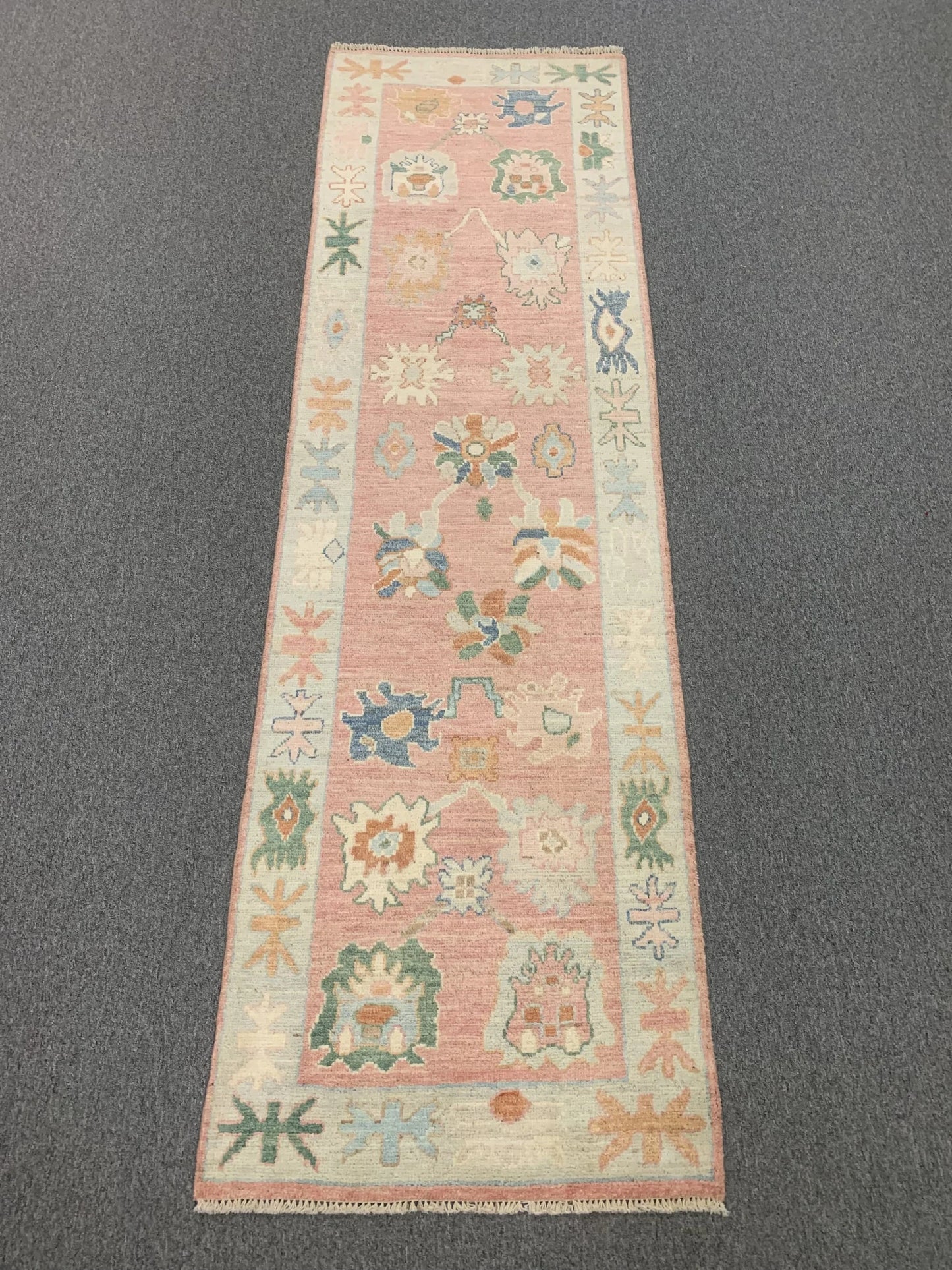 Pink Oushak 2' 7"X9' Handmade Wool Runner # 12241