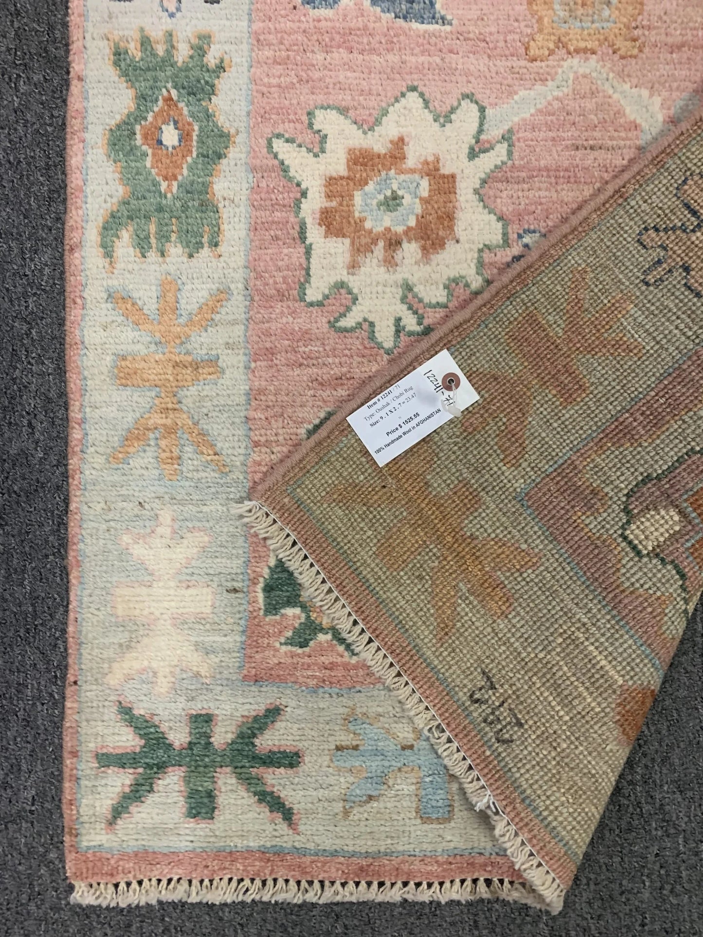 Pink Oushak 2' 7"X9' Handmade Wool Runner # 12241