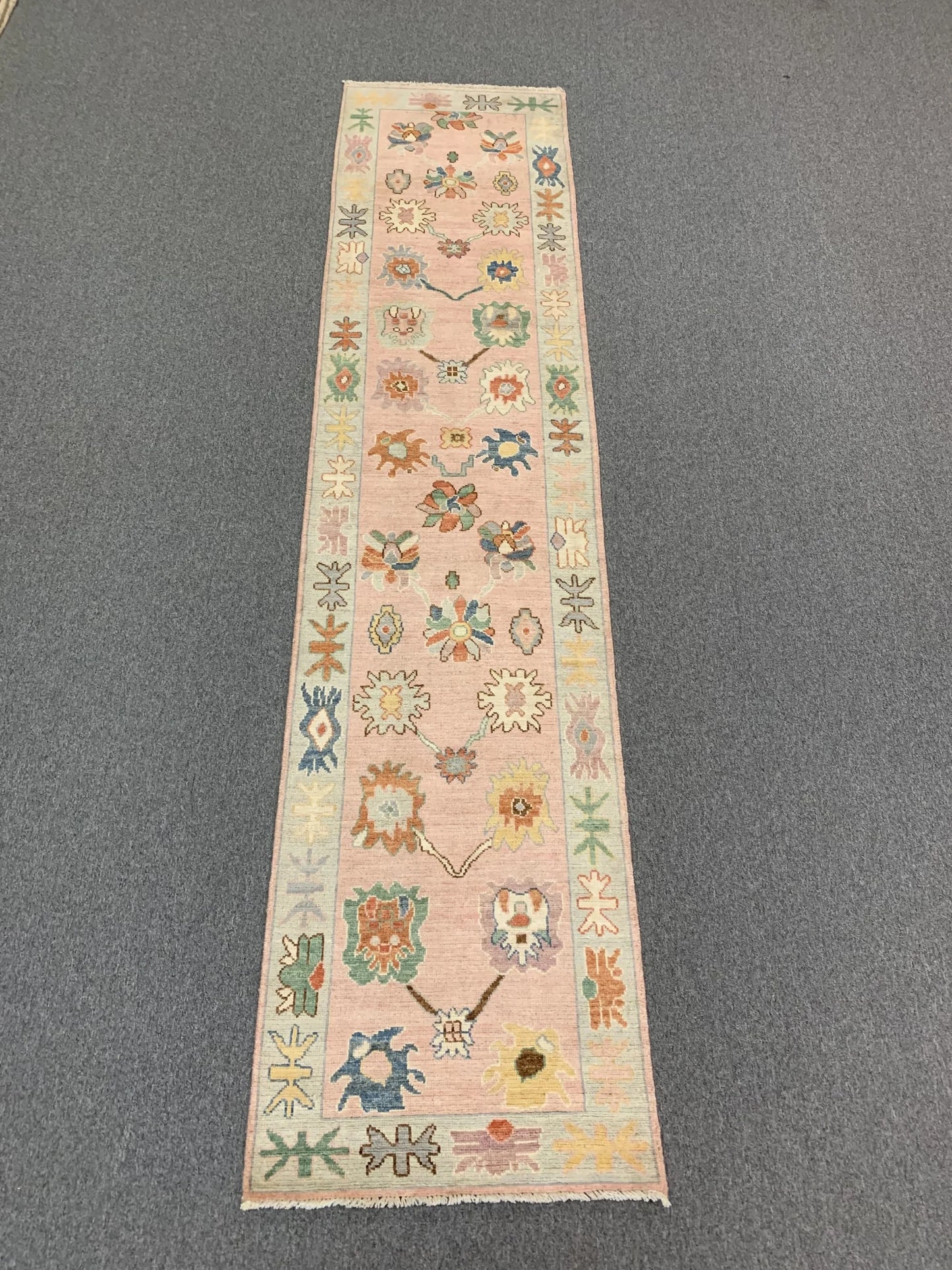 Pink Oushak 2' 9"X12' Handmade Wool Runner # 12239