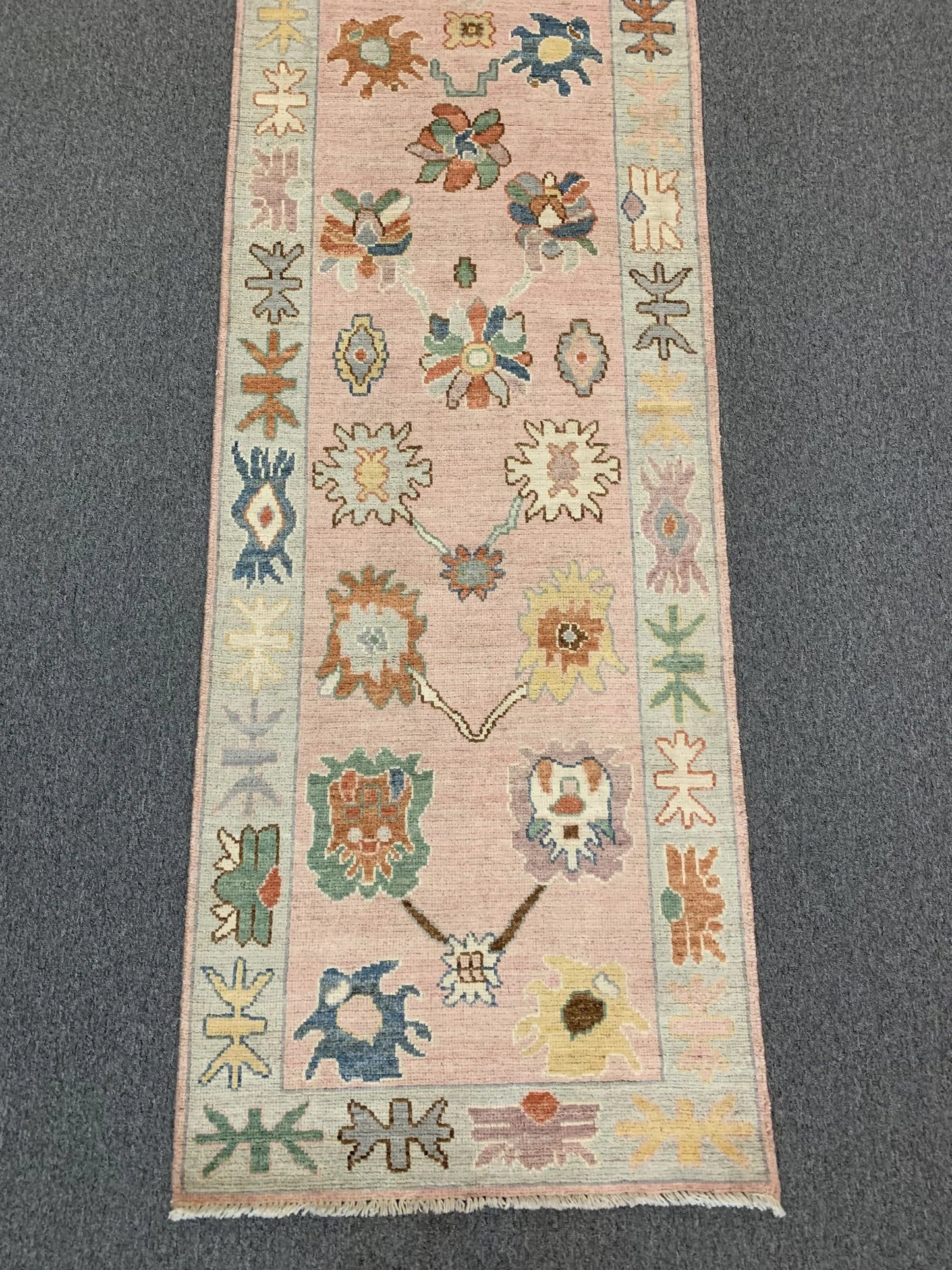 Pink Oushak 2' 9"X12' Handmade Wool Runner # 12239