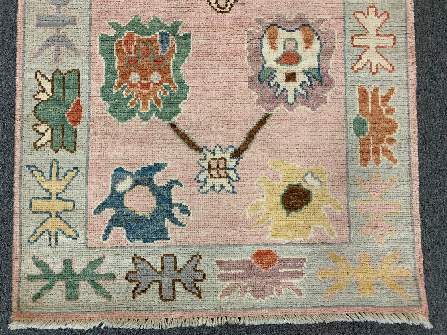 Pink Oushak 2' 9"X12' Handmade Wool Runner # 12239