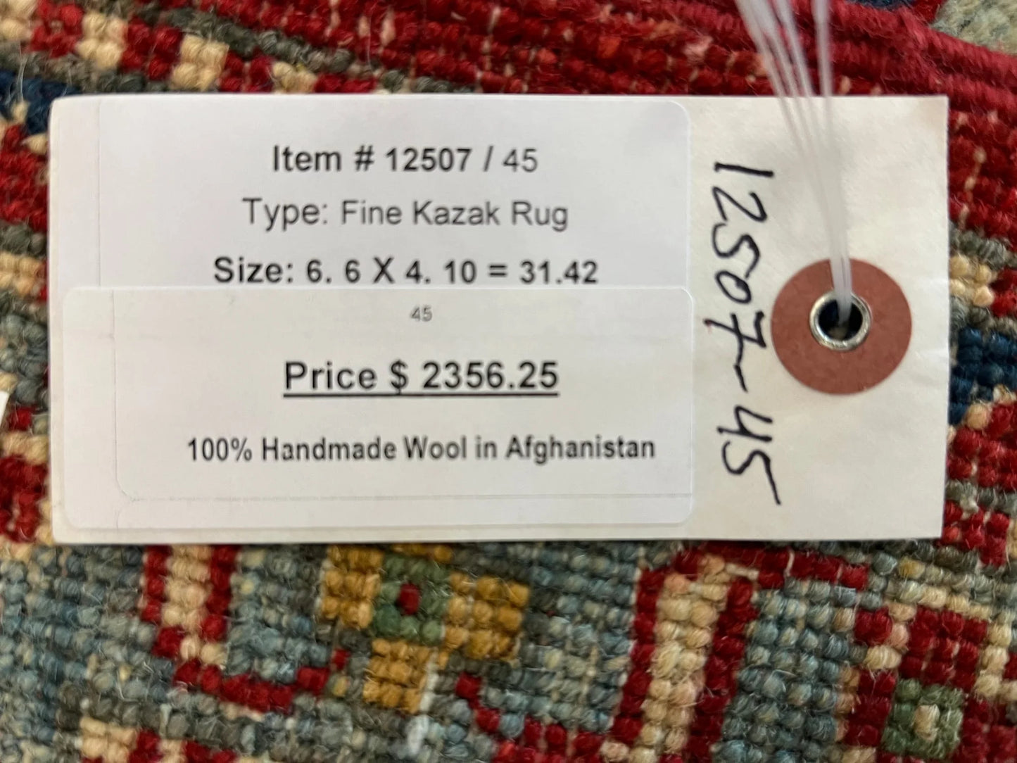 Kazak Rug 5X7 Kazak Handmade Wool # 12507