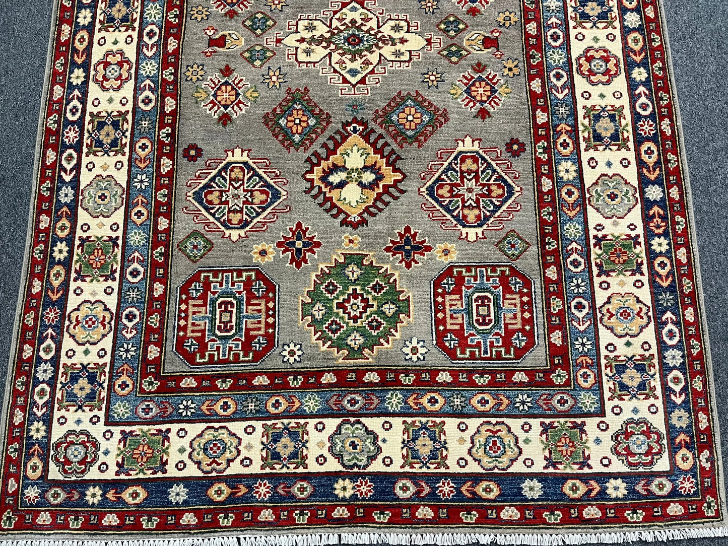 Kazak Gray Brown 6X8 Handmade Wool Rug # 12685