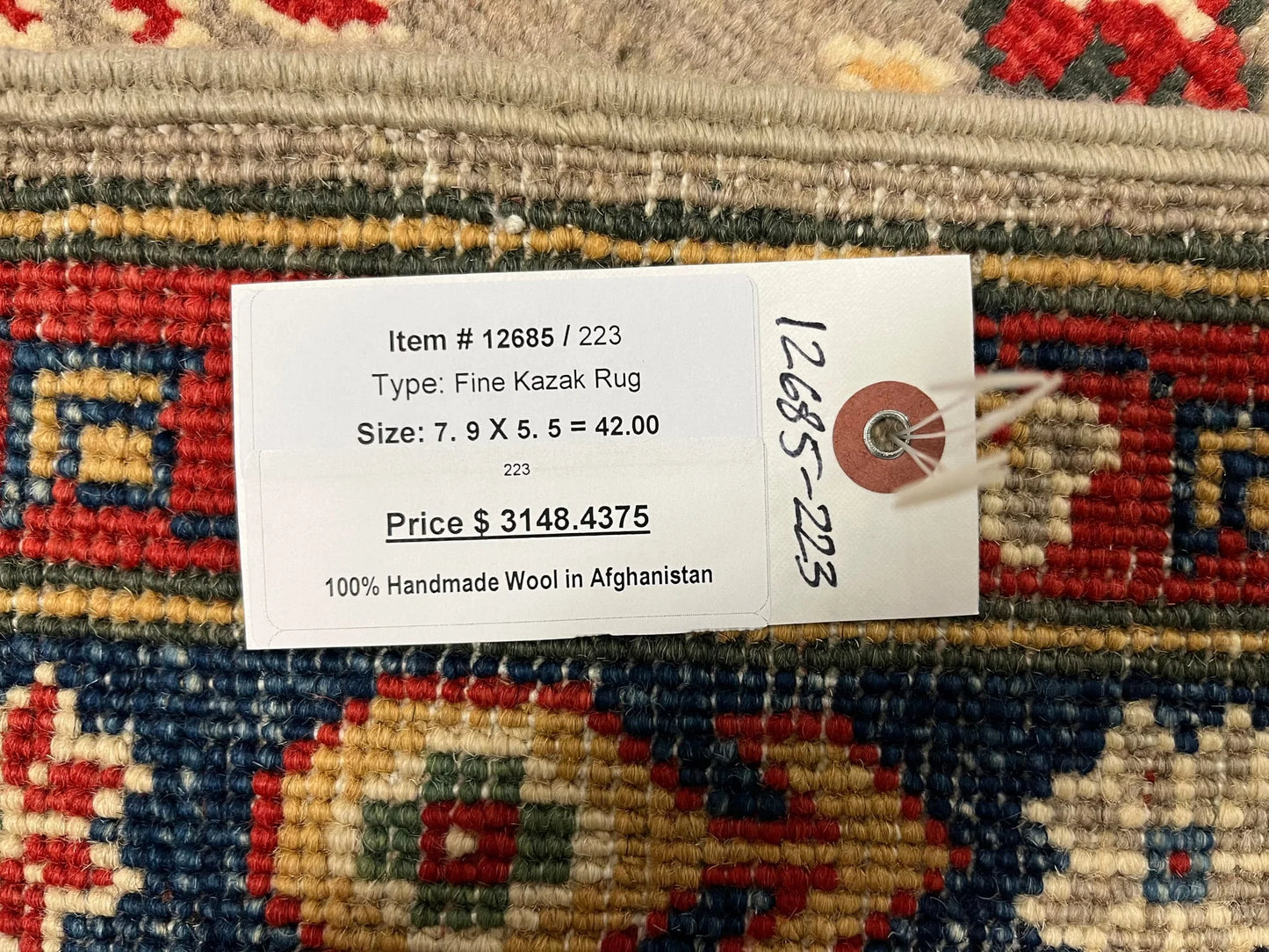 Kazak Gray Brown 6X8 Handmade Wool Rug # 12685