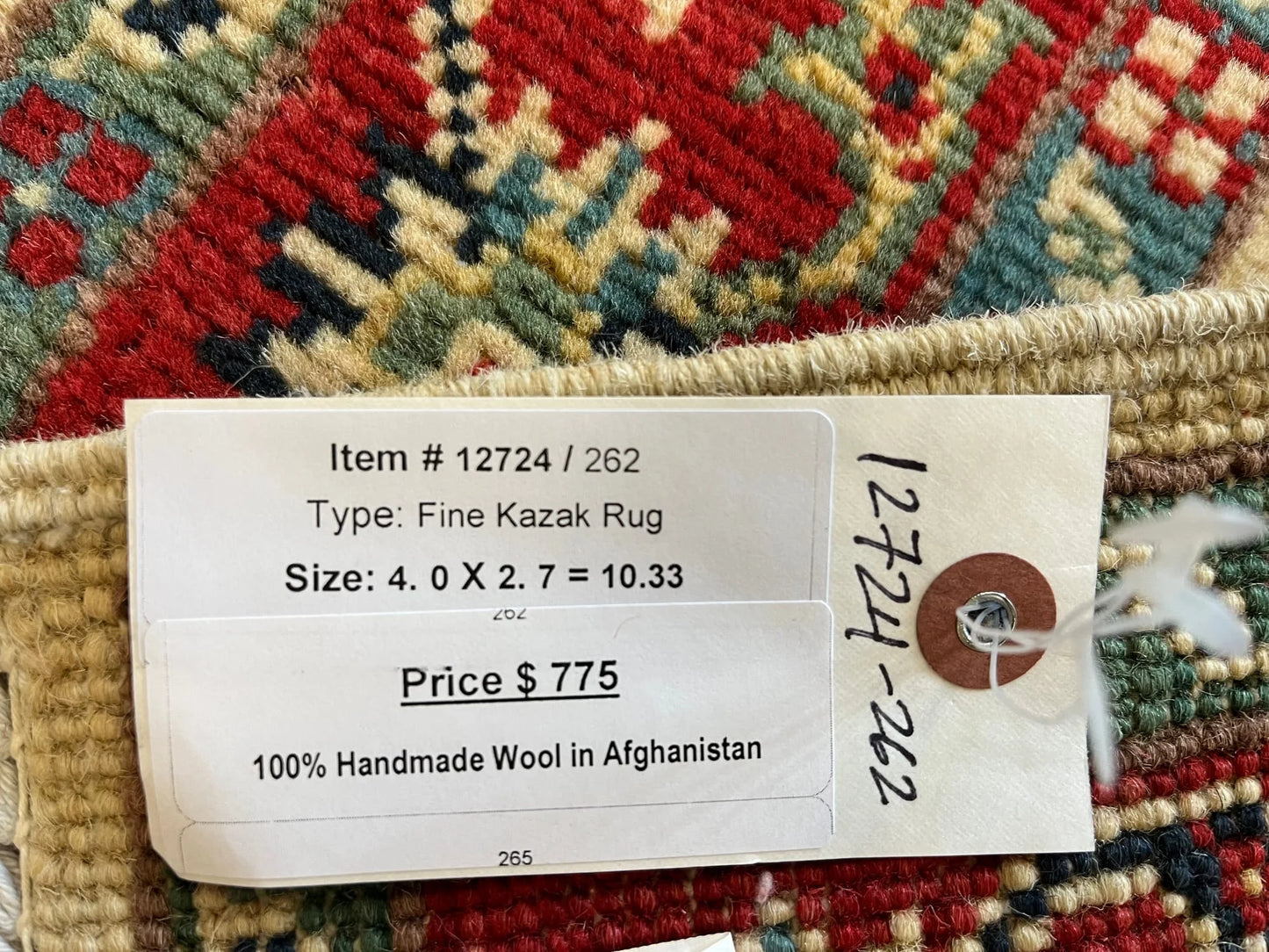 3' X 4' Kazak Handmade Wool Rug # 12724