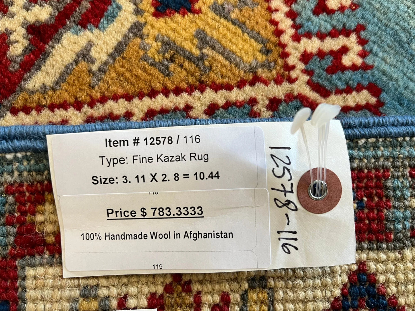 3X4 Kazak Handmade Wool Rug # 12578