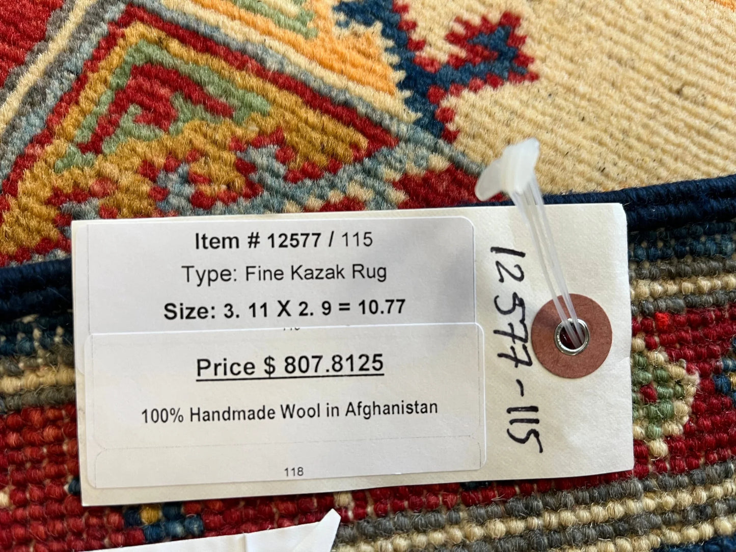 3X4 Kazak Handmade Wool Rug # 12577