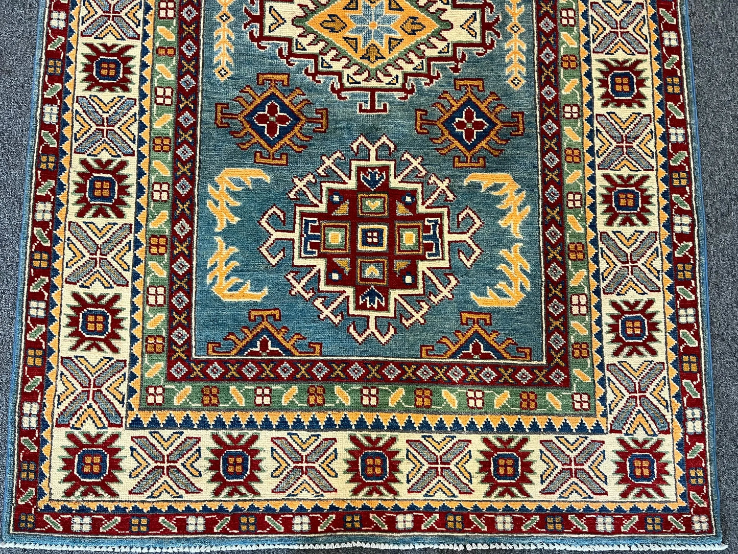 4X6 Light Blue Kazak Handmade Wool Rug # 12521