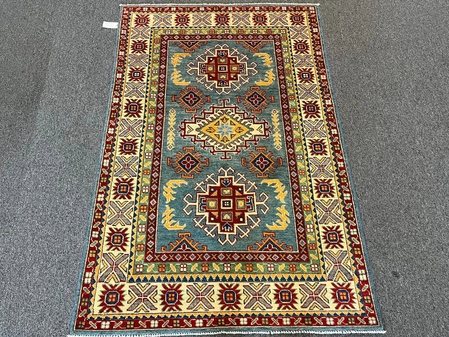 4X6 Light Blue Kazak Handmade Wool Rug # 12521